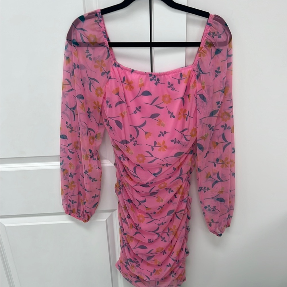 Fashion Pink Floral Mini Dress